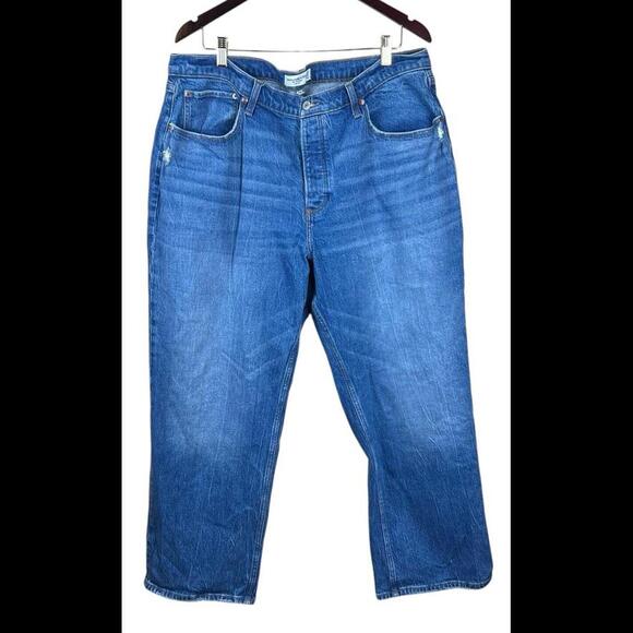 Abercrombie Fitch Jeans 16S 33‎ Blue 90s Relaxed High Rise Curve Love y2k Baggy - Picture 1 of 3